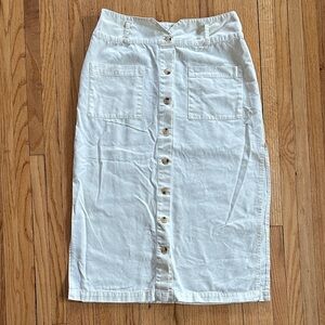 O'Neill Cream Button-Front Pencil Skirt with Side Slits | M